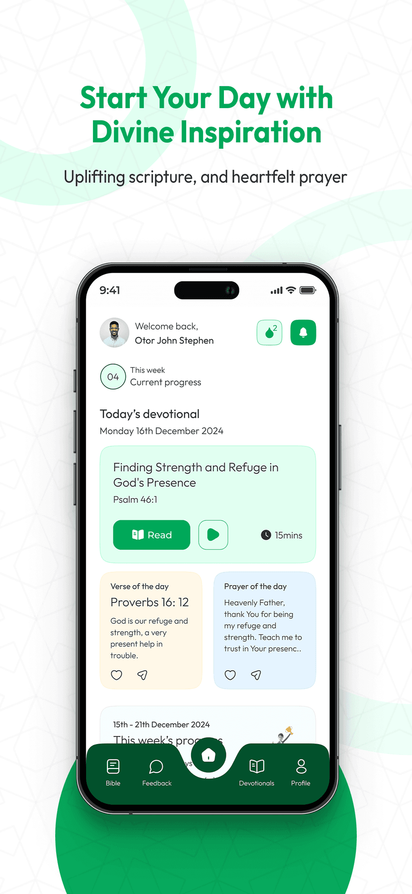 Our Daily Showers App Interface